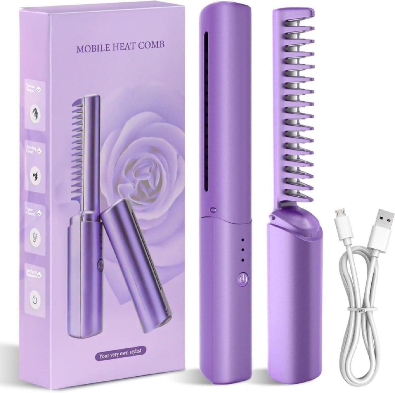 💜 PureEase Wireless Mini Hair Straightening Comb
