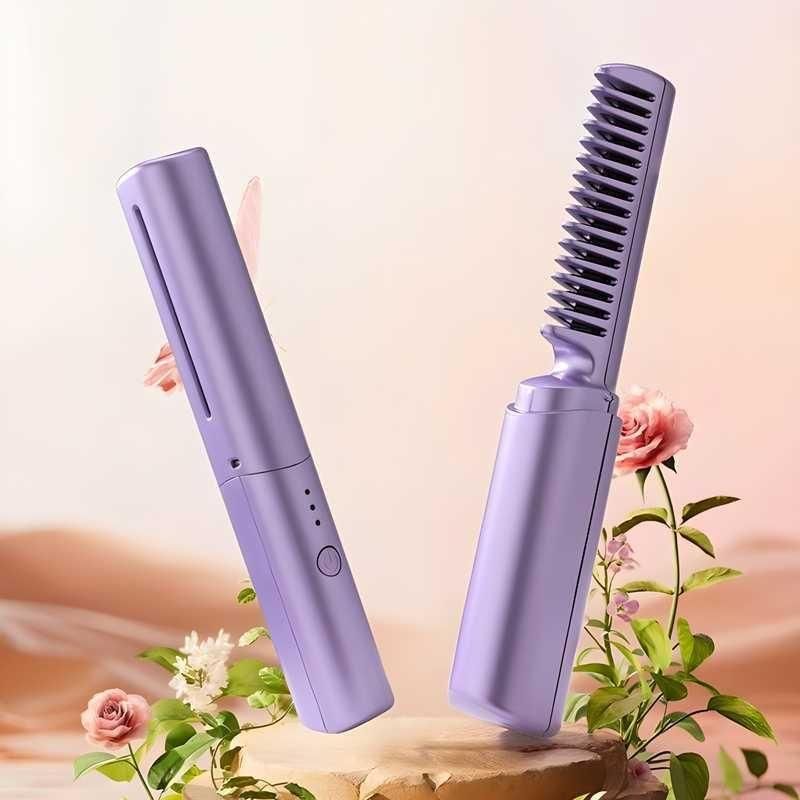 💜 PureEase Wireless Mini Hair Straightening Comb