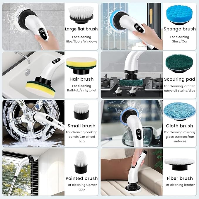 ⚡ PureEase™ 9-in-1 Cordless Spin Scrubber – The Power of Clean, Redefined