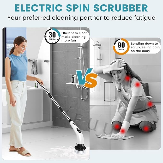 ⚡ PureEase™ 9-in-1 Cordless Spin Scrubber – The Power of Clean, Redefined