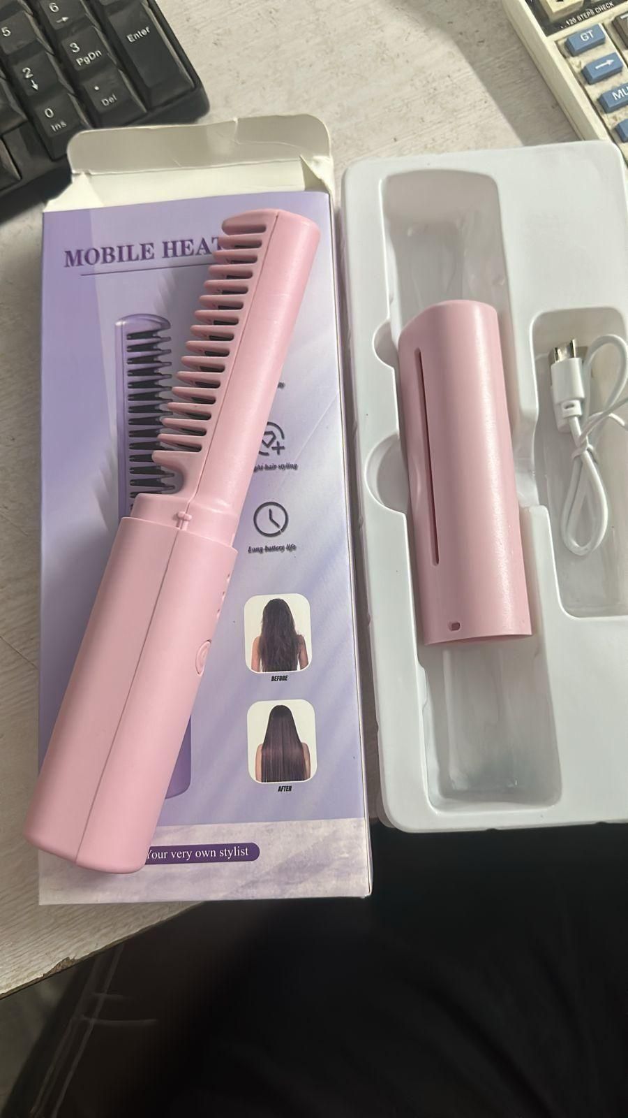 💜 PureEase Wireless Mini Hair Straightening Comb
