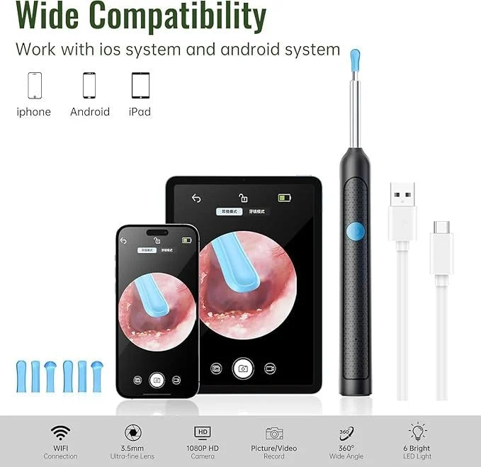 PureEase™ Smart Visual Ear Cleaner (1080P HD Camera + LED Light)